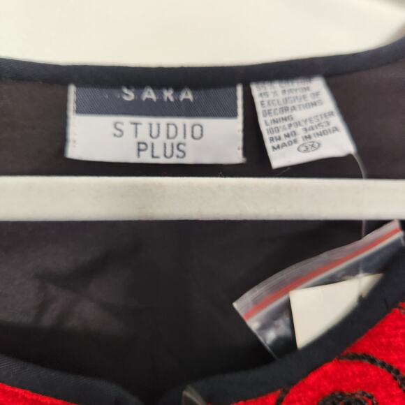 SaraStudio Plus Red Embroidered Abstract Animal JacketVintage NWT 3XL - Picture 7 of 12